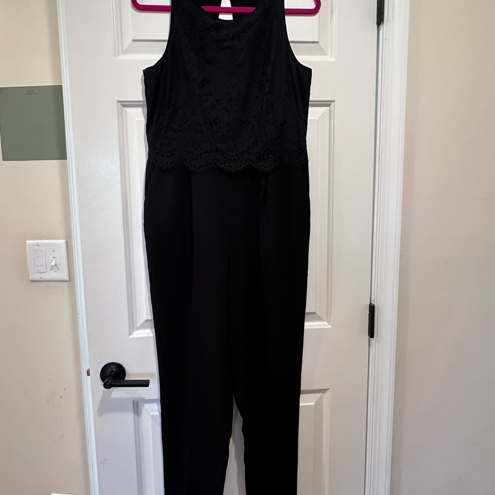 LOFT Elegant Black Lace Jumpsuit